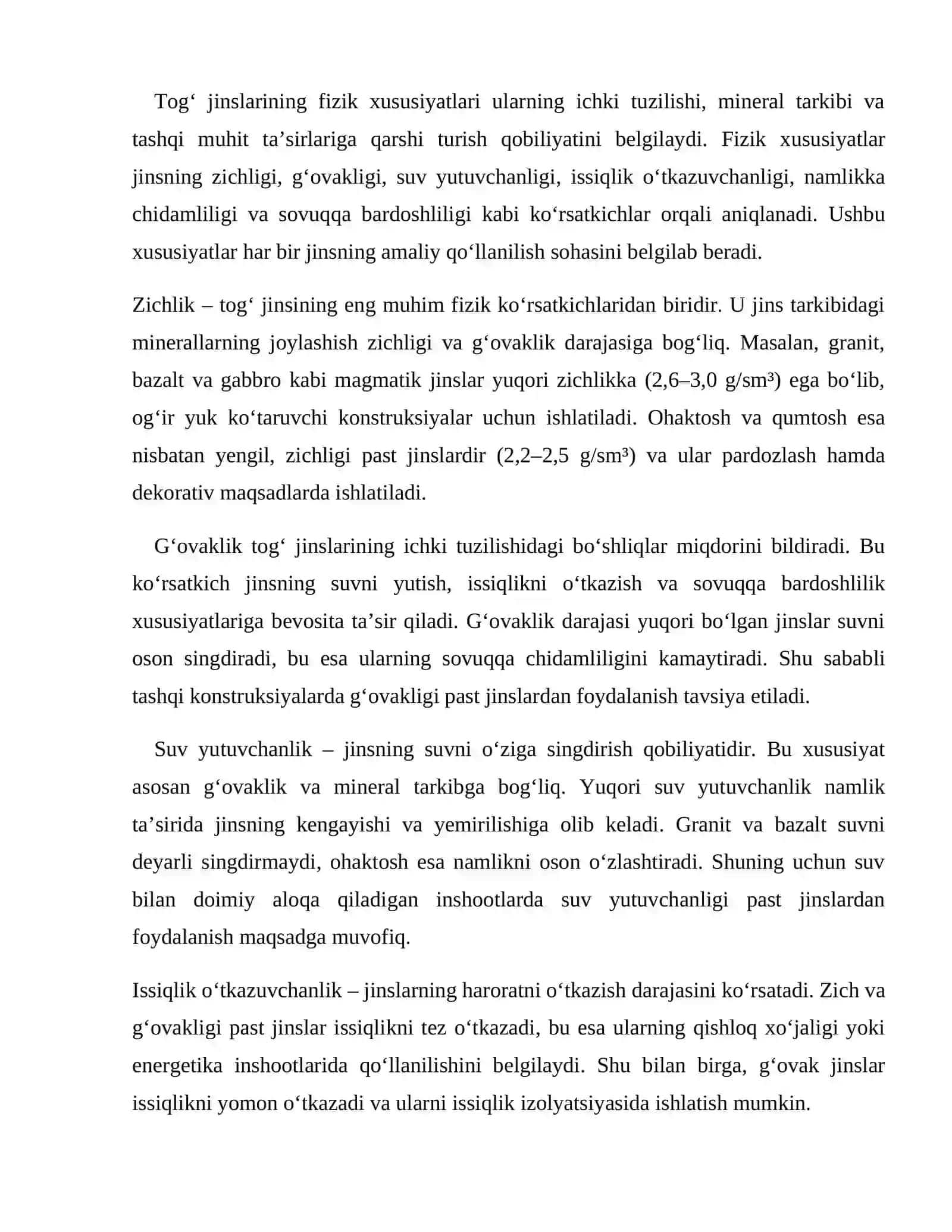 Qurilish tog‘ jinslarining asosiy fizik-mexanik xususiyatlari 4