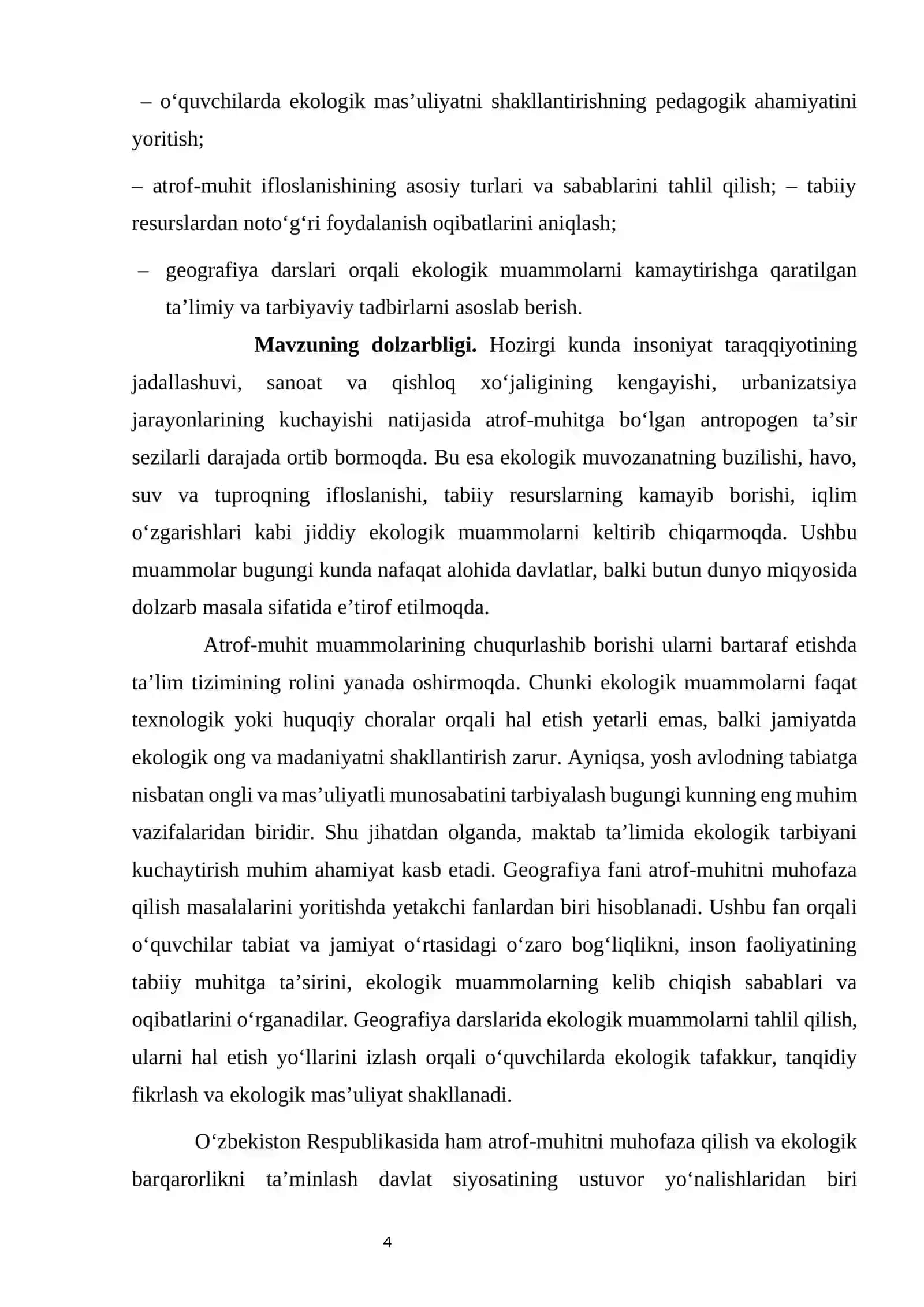 GEOGRAFIYA DARSLARI VA ATROF-MUHITNI MUHOFAZA QILISH MUAMMOLARI 4