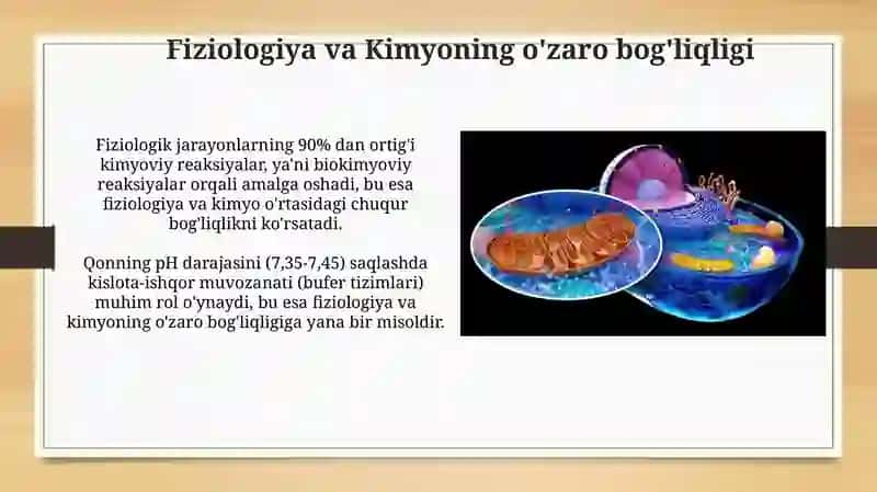 Fiziologiyani fizika, kimyo, biologiya, anatomiya, gistologiya modullari bilan bogʻliqligi 4