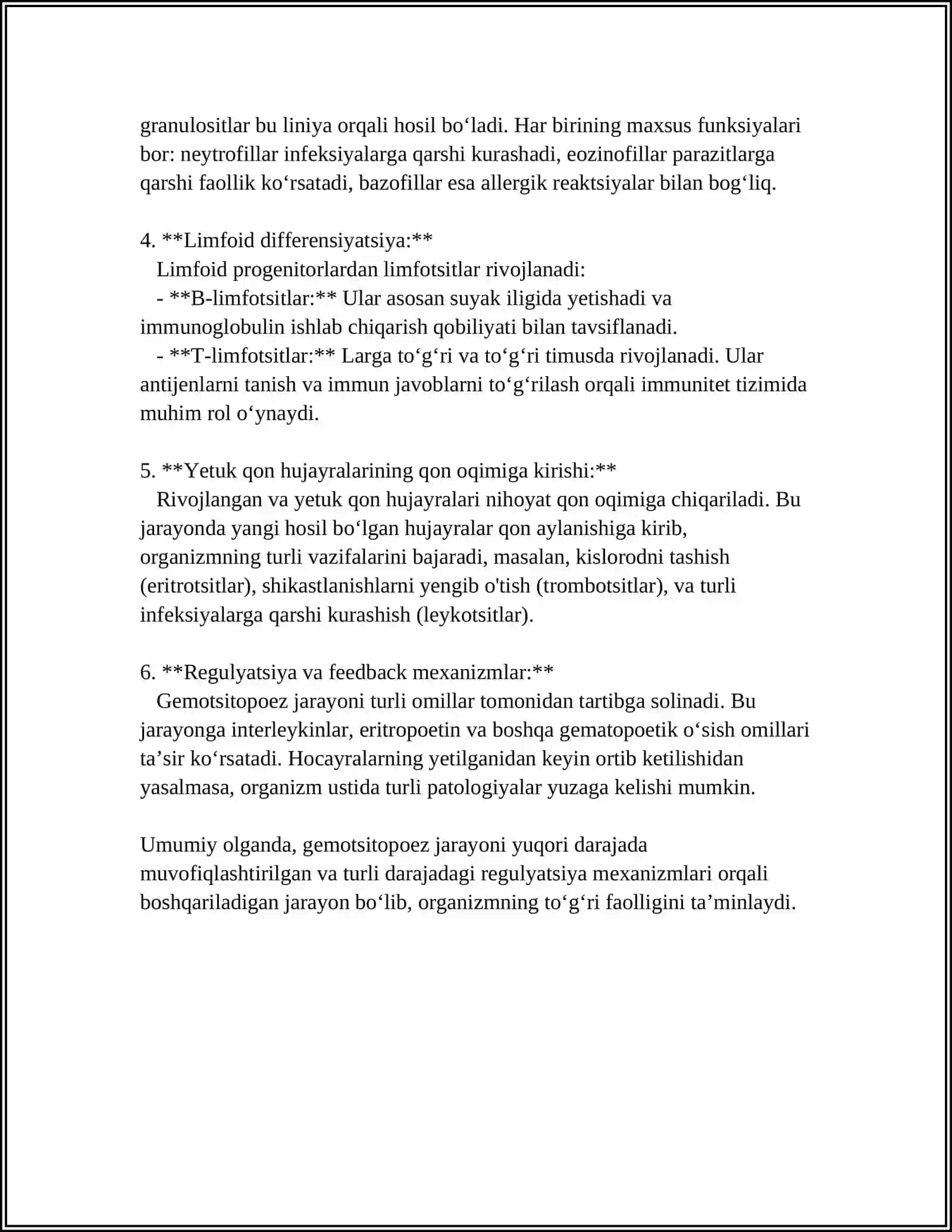 Gemotsitopoez jarayonining boshqariluvi 4