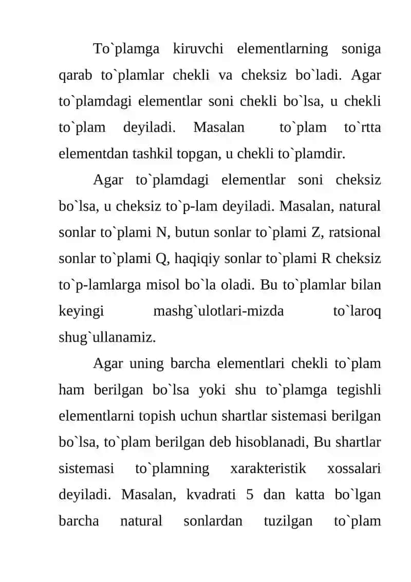 To`plamlar nazariyasi. To`plamlar algebrasi 4