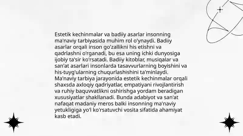 Badiiy asarlarning estetik roli 4