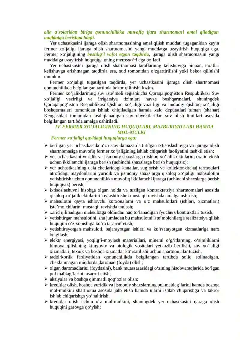 Fermer xo‘jaliklarining huquqiy holati 4