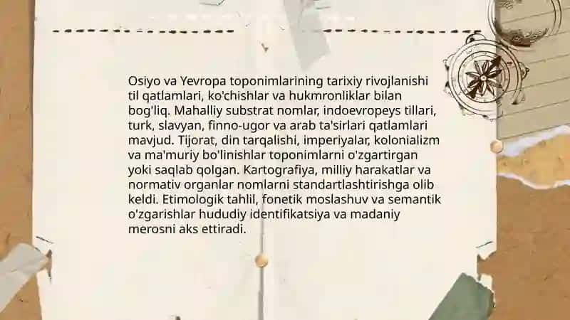 Osiyo va Yevropa Geotoponomiyasi 4