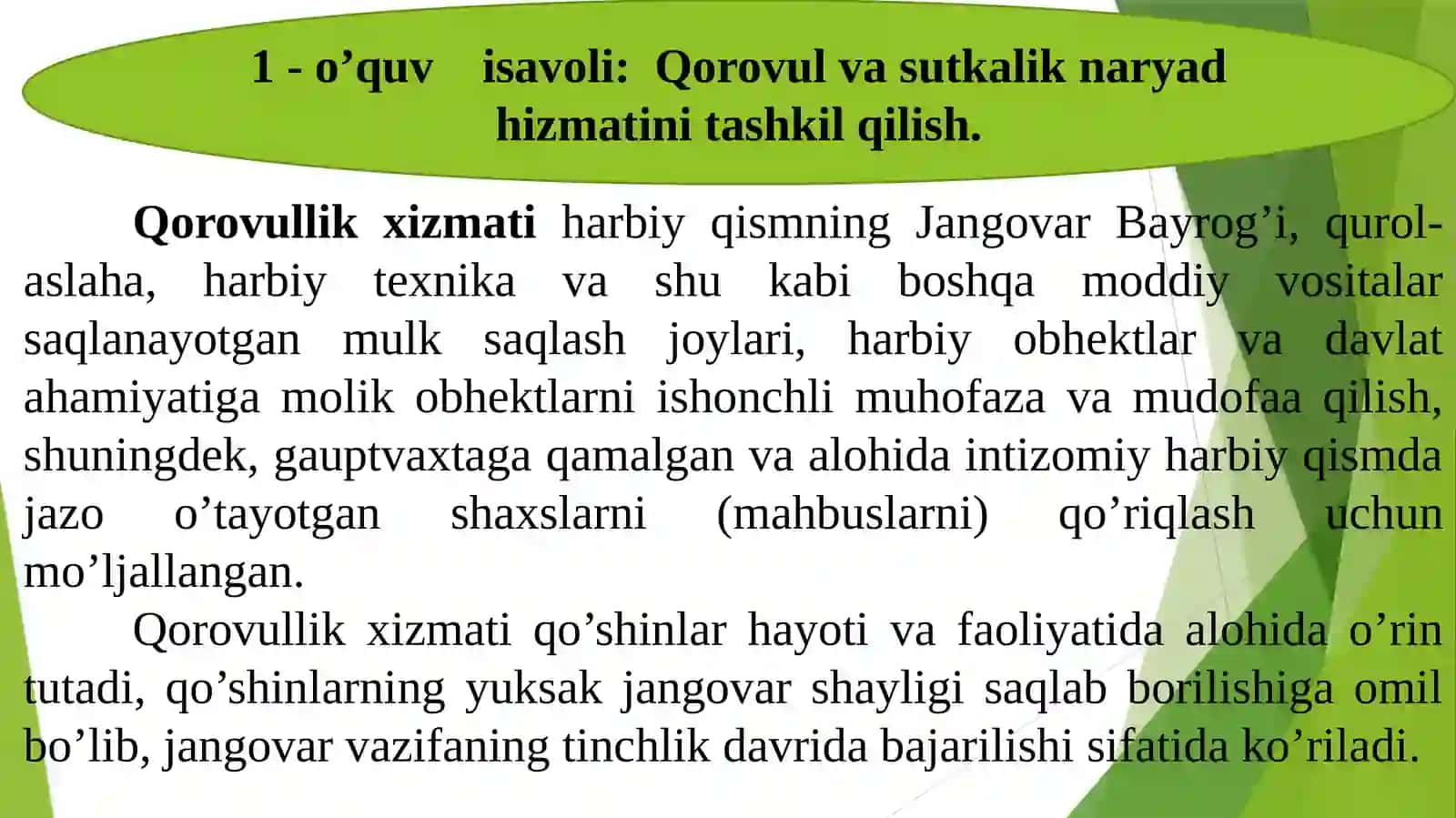 Qorovul va sutkalik naryad xizmatini tashkil qilish 4