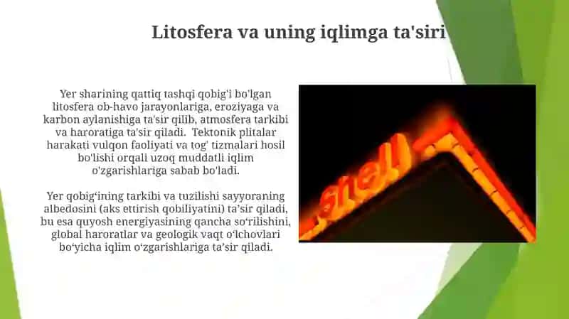 Yerning geografik qobiĝi. Litosfera 4