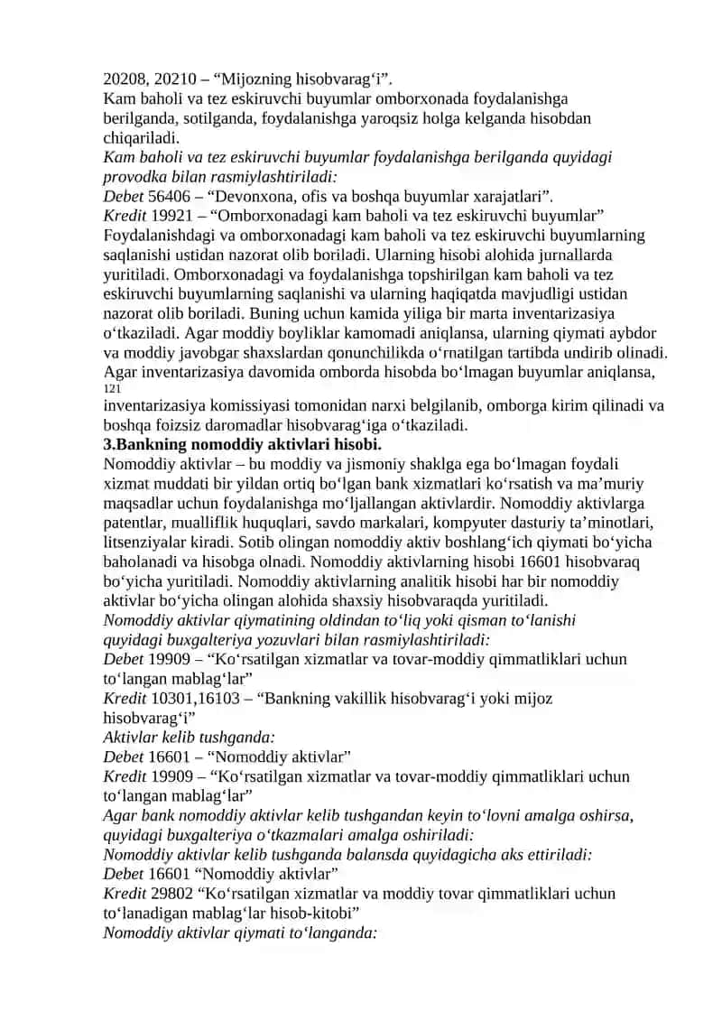 BANK MODDIY VA NOMODDIY AKTIVLAR HISOBI 4