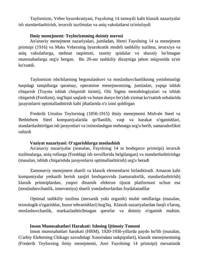 Klassik menejment nazariyalari (ilmiy, byurokratik va administrativ yondashuvlar) 4