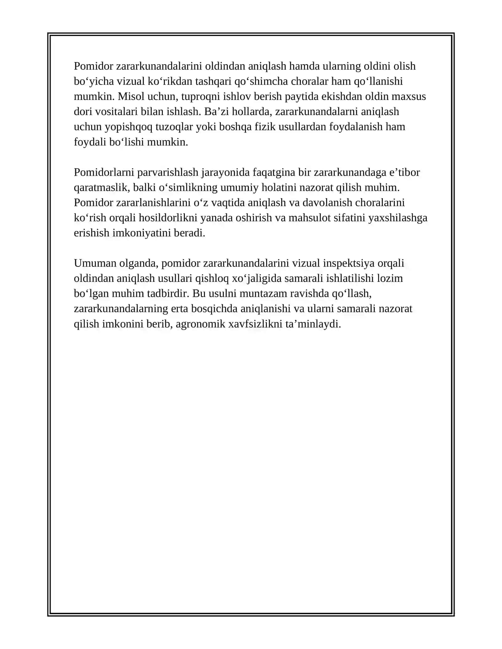 POMIDORNI KARANTIN ZARARKUNANDALARNI OLDINDAN ANIQLASH 4