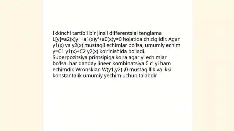 Ikkinchi tartibli bir jinsli differentsial tenglama 4