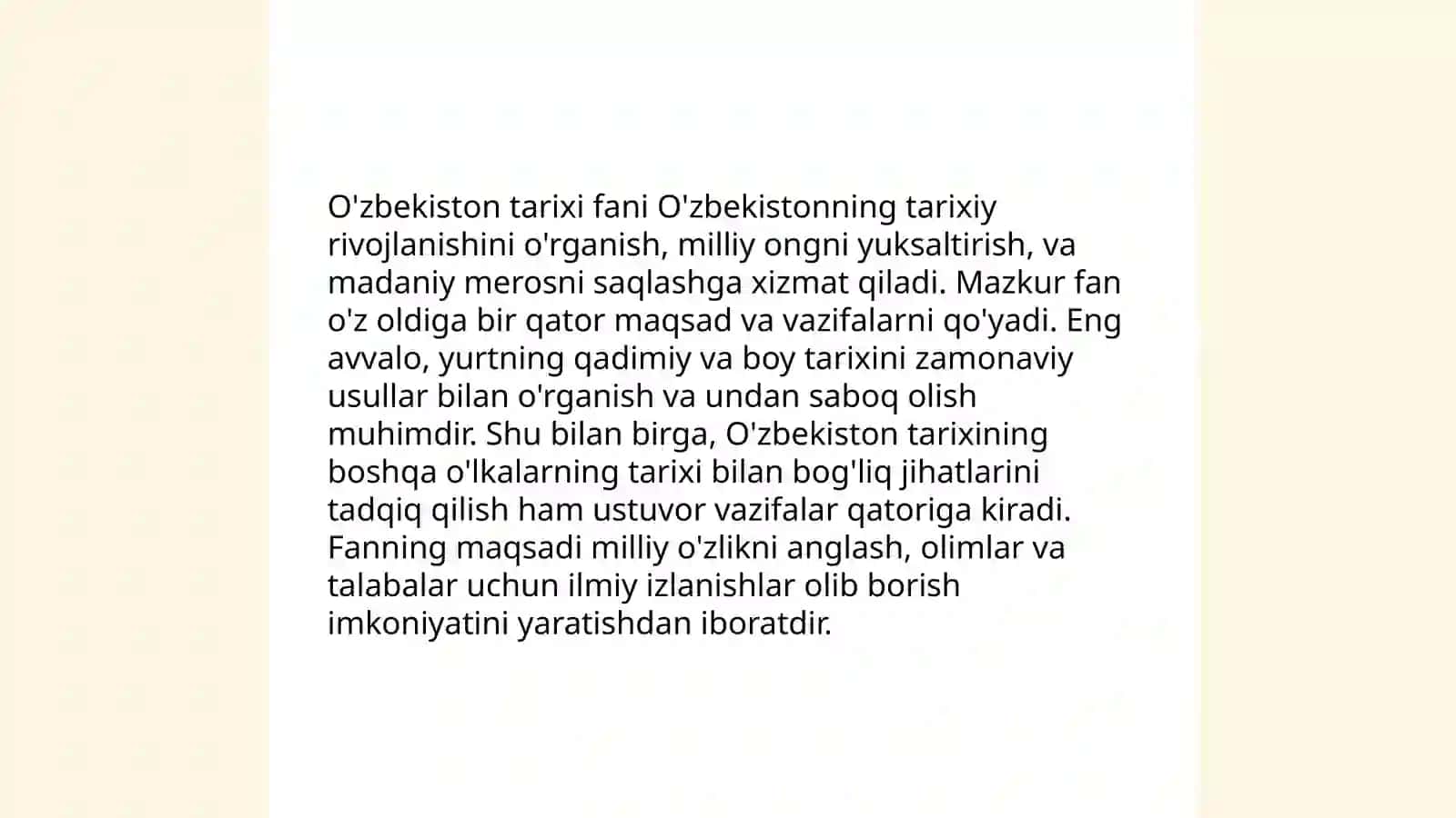 O'zbekistonning eng yangi tarixi o'quv fanining predmeti,maqsadi va vazifalari. Nazariy-metodologik tamoyillari 4