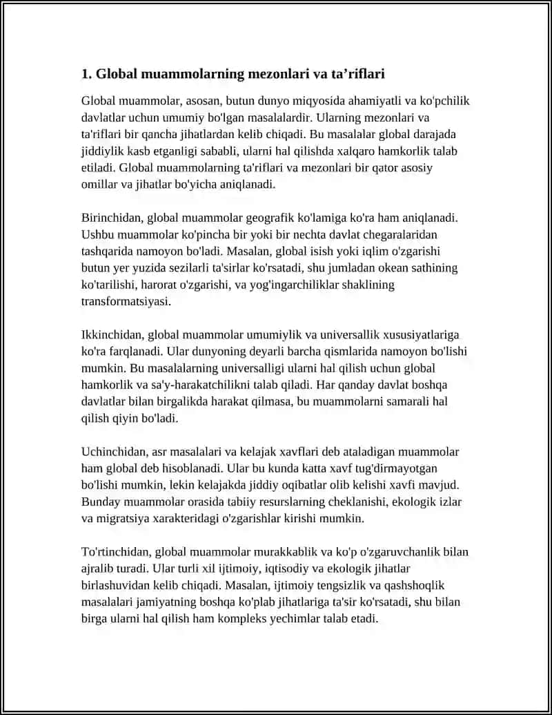 GLOBAL MUOMMOLARNING MEZONLARI VA DARAJALARI, OROL DENGIZI MUOMMOLARI 4
