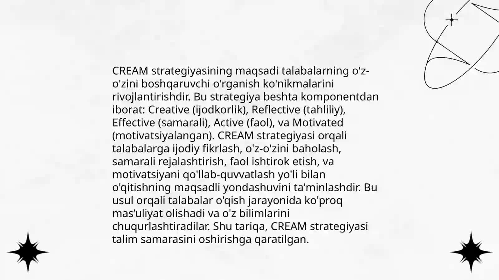 CREAM strategiyasi va undan samarali foydalanish 4