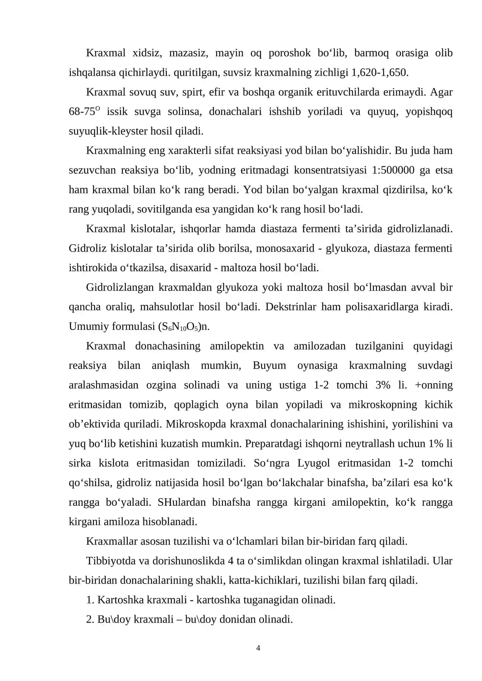 Polisaxaridlar va ularning xususiyatlari. Polisaxaridlar tasnifi 4