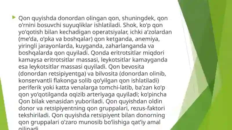 Qon quyish usullari va turlari 4