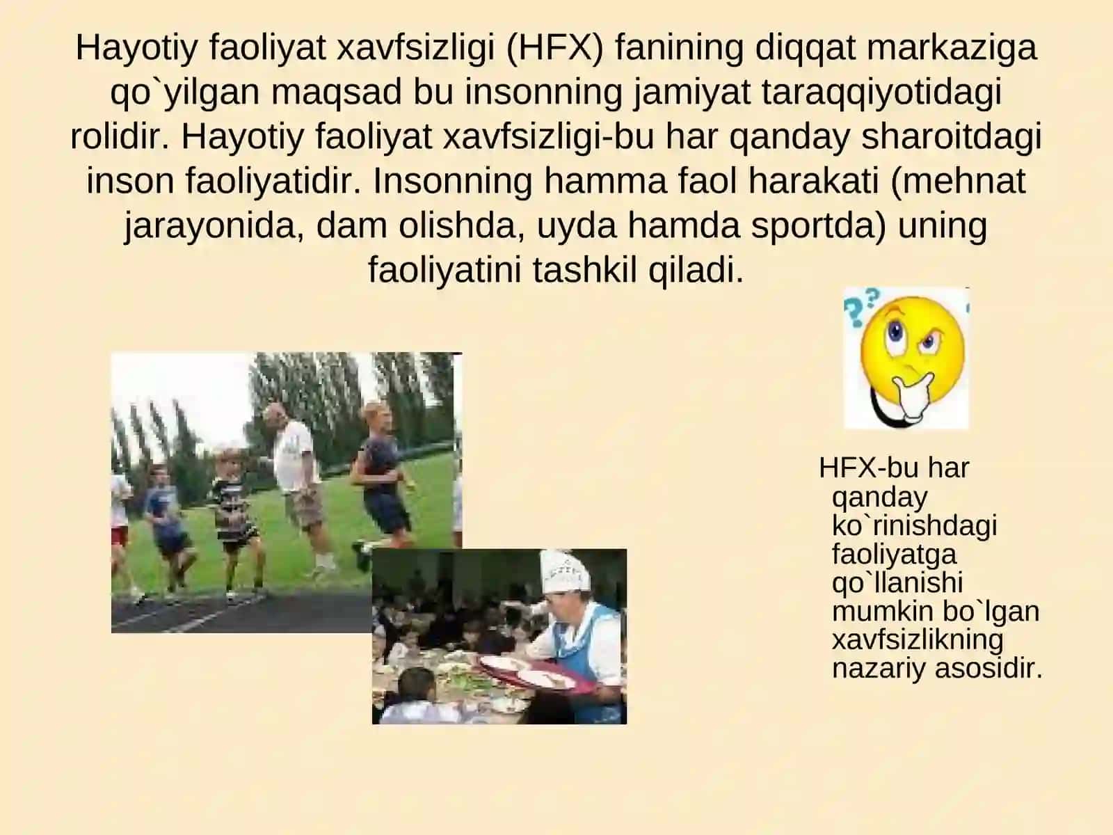 Hayotiy faoliyat xavfsizligi (HFX) fanining ahamiyati va uning tarkibi 4
