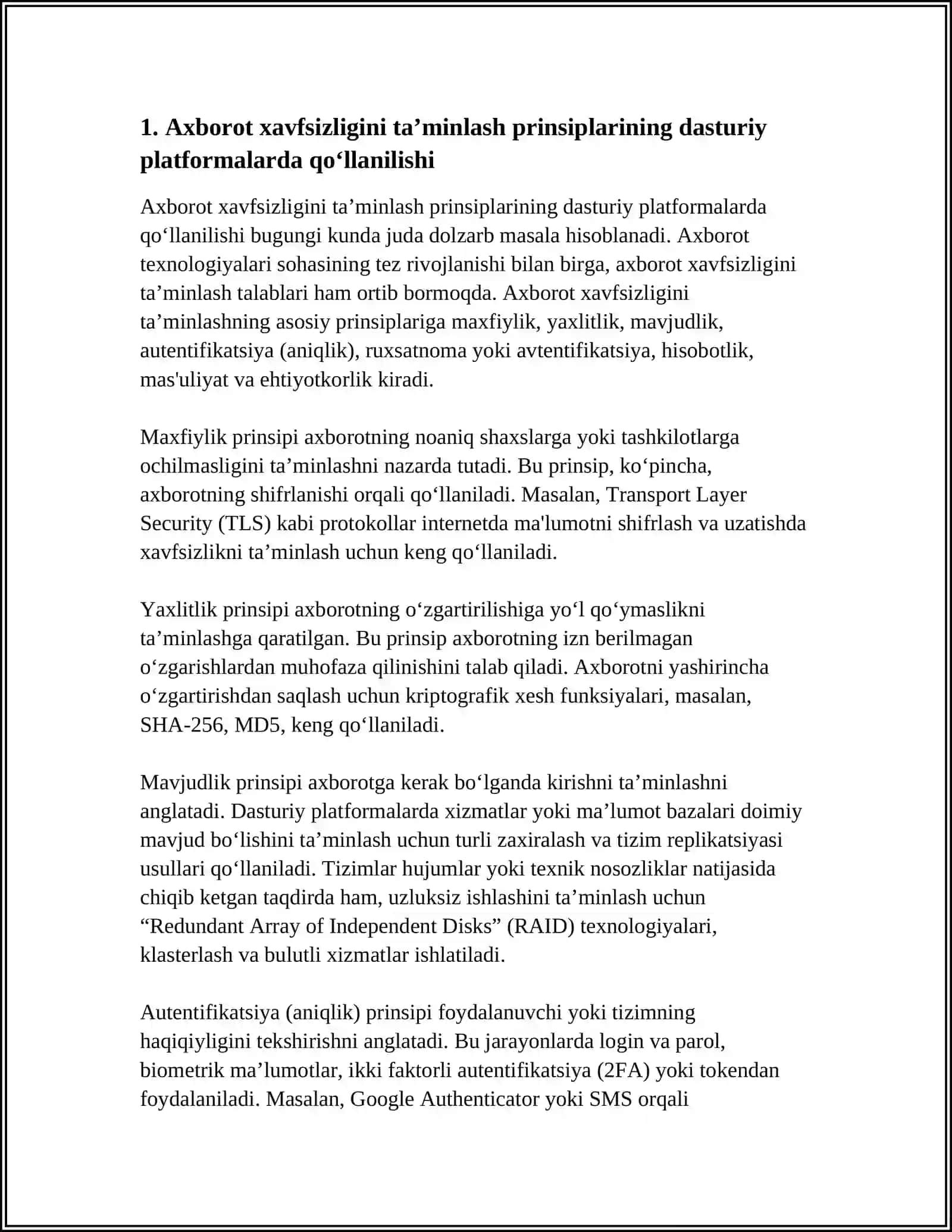 DASTURIY PLATFORMALAR UCHUN XAVFSIZLIK BOSHQARUVI 4