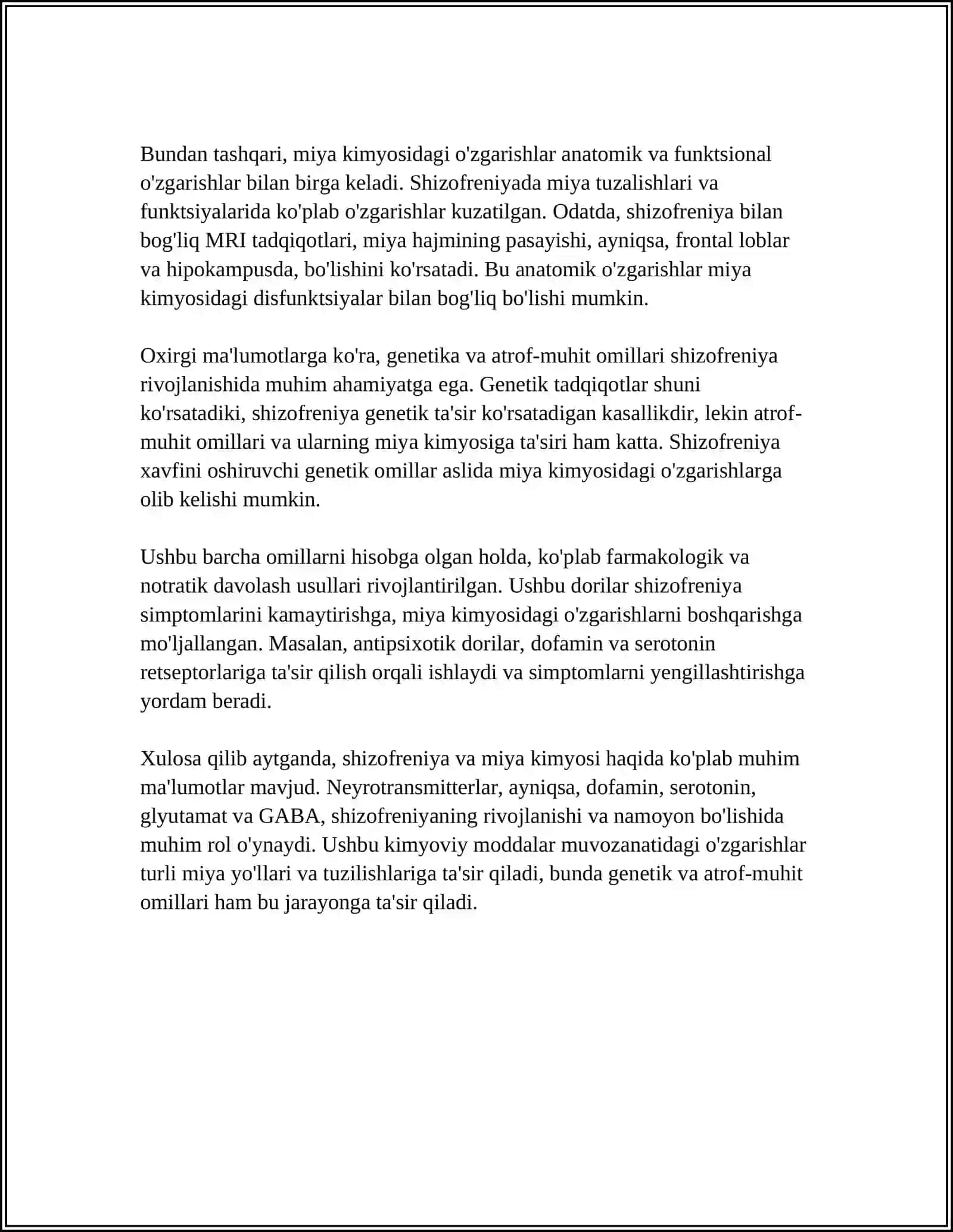 SHIZOFRENIYA- BIOXIMIK VA GENETIK OMILLAR 4