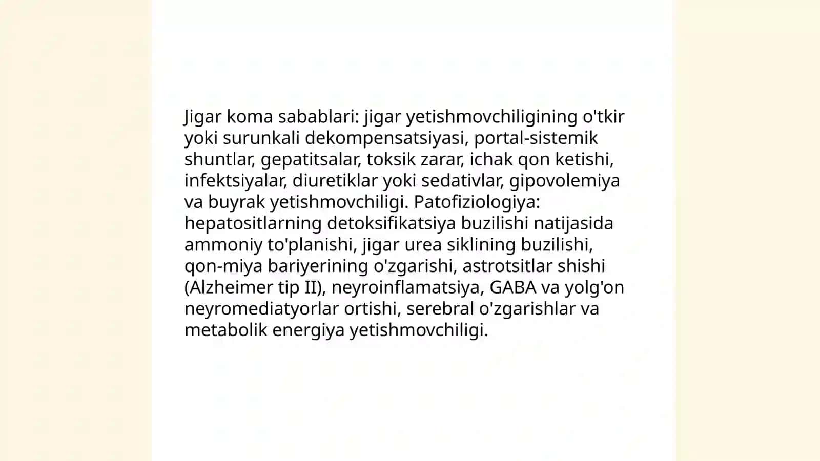 Uremik va Jigar komalarining rivojlanishi 4