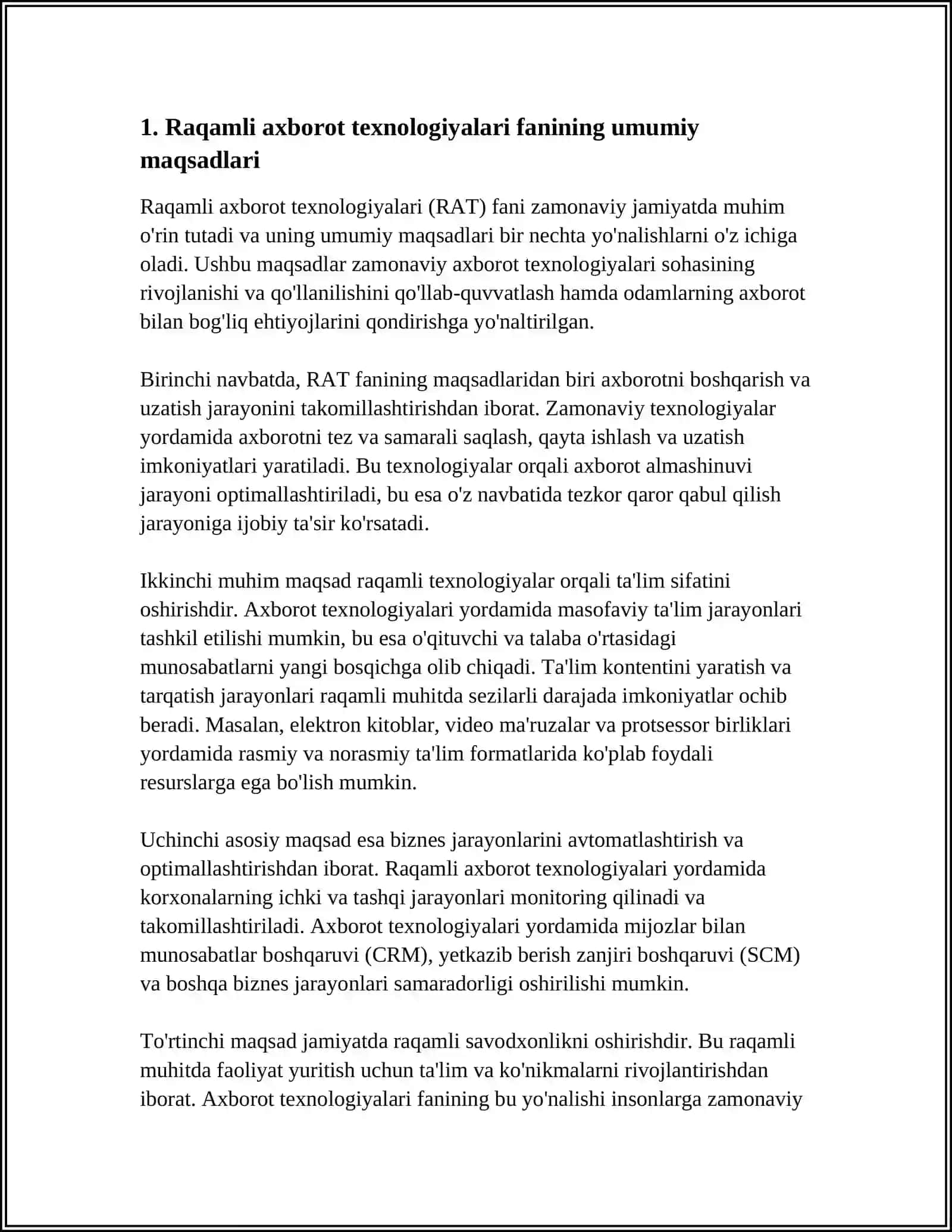 RAQAMLI AXBOROT TEXNOLOGIYALARI 4