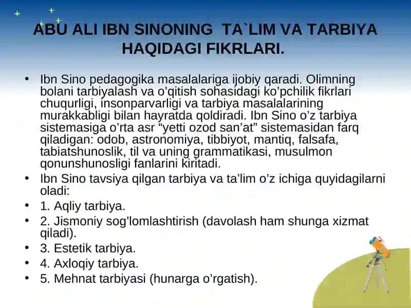 Abu Ali ibn Sino ta’lim-tarbiya haqida 4