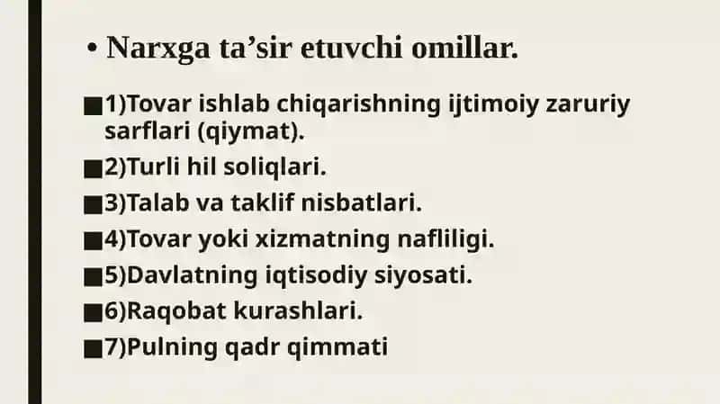 Narx va uning shakillanishi 4