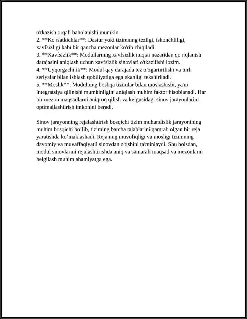 MODULNI SINOVDAN O‘TKAZISH: LABORATORIYA VA VIRTUAL TEST METODLARI 4