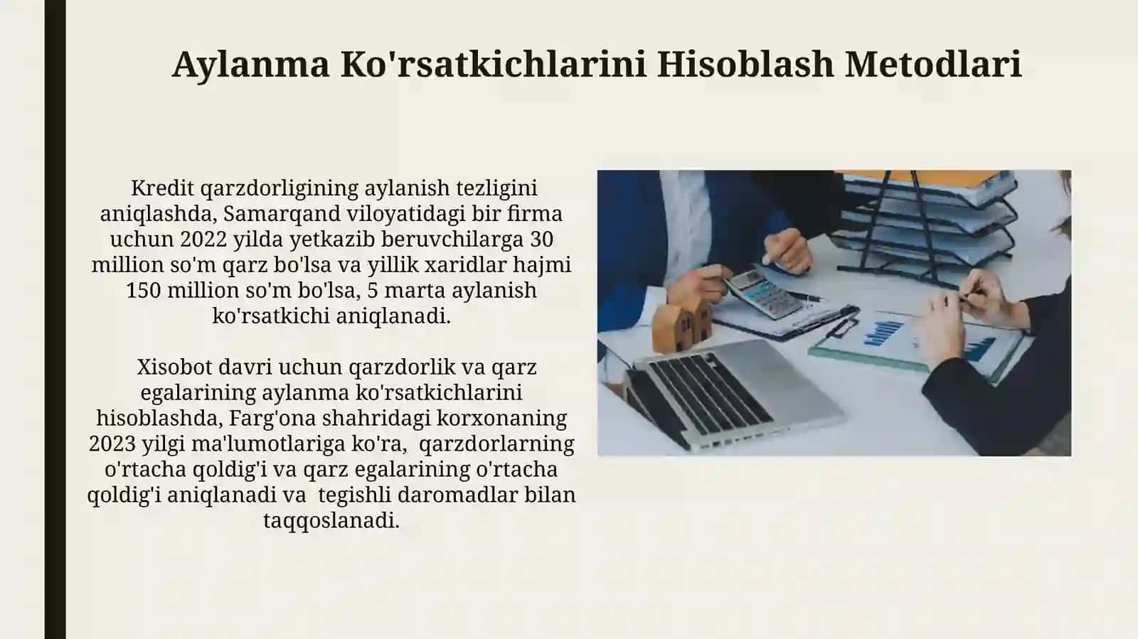 Debitorlik va kreditorlik qarzlarining aylanuvchanligini tahlili 4