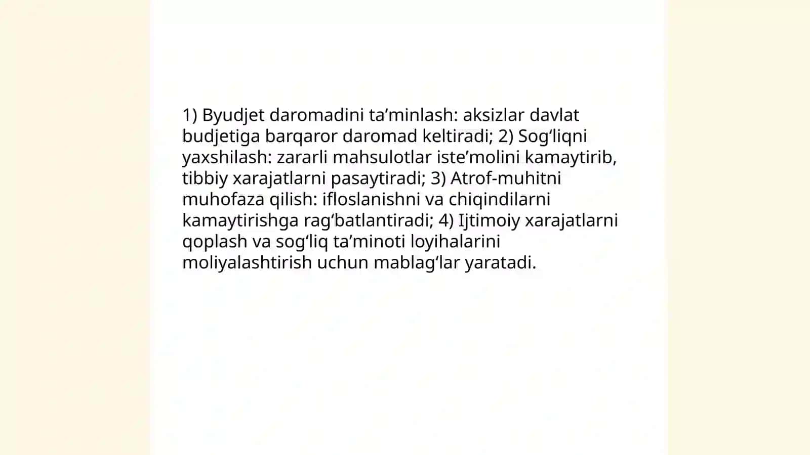 Aksiz soligʻi,uning iqtisodiy mohiyati 4