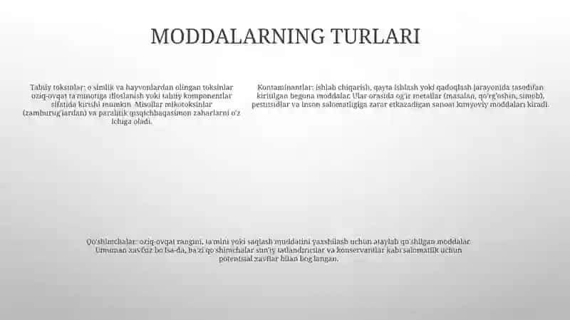 Oziq-Ovqat Maxsulotlar Tarkibiga Kiruvchi Farmokologik Faolikka Ega Bo’Lgan Moddalarning Xavfi 4