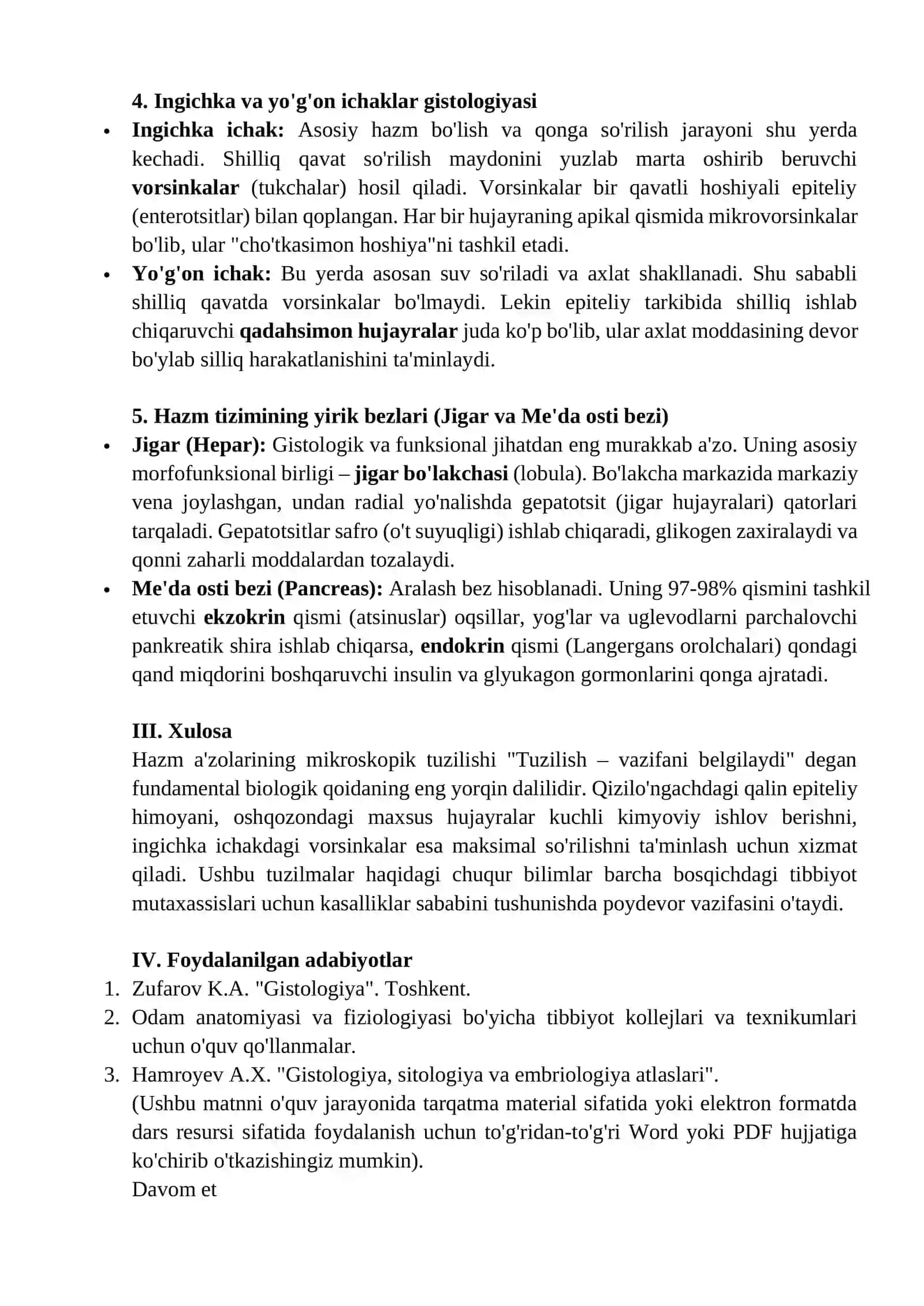 Hazm tizimi azolarining mikroskopik tuzulishi 4