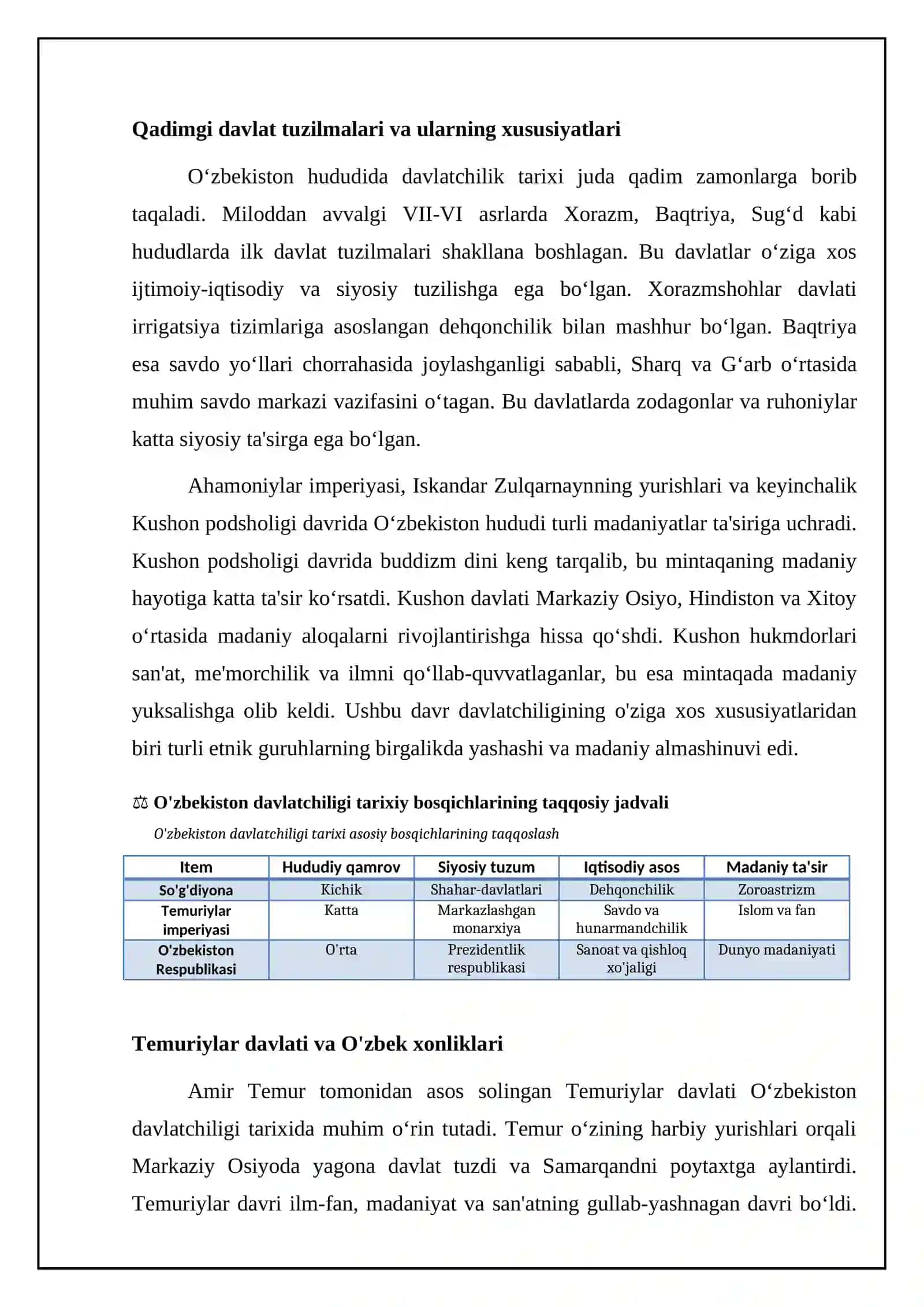 O`zbekiston davlatchiligi va ununig tarixiy bosqichlari 4