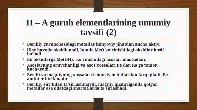 II –A guruh elementlari 4