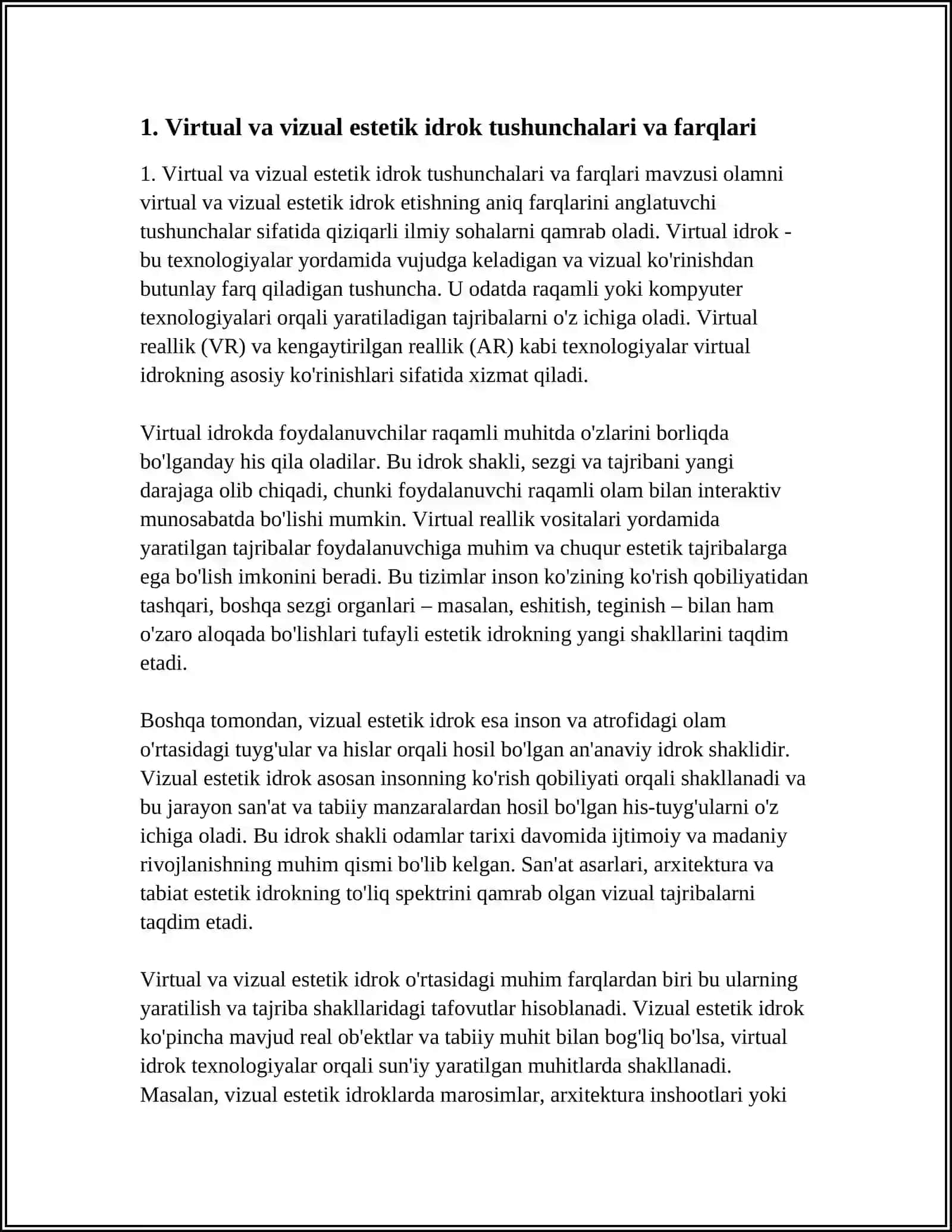OLAMNI VIRTUAL VA VIZUAL ESTETIK IDROK ETISHNING FARQLARI 4