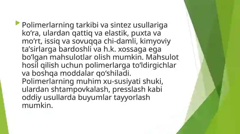 Polimerlarning sintezi 4