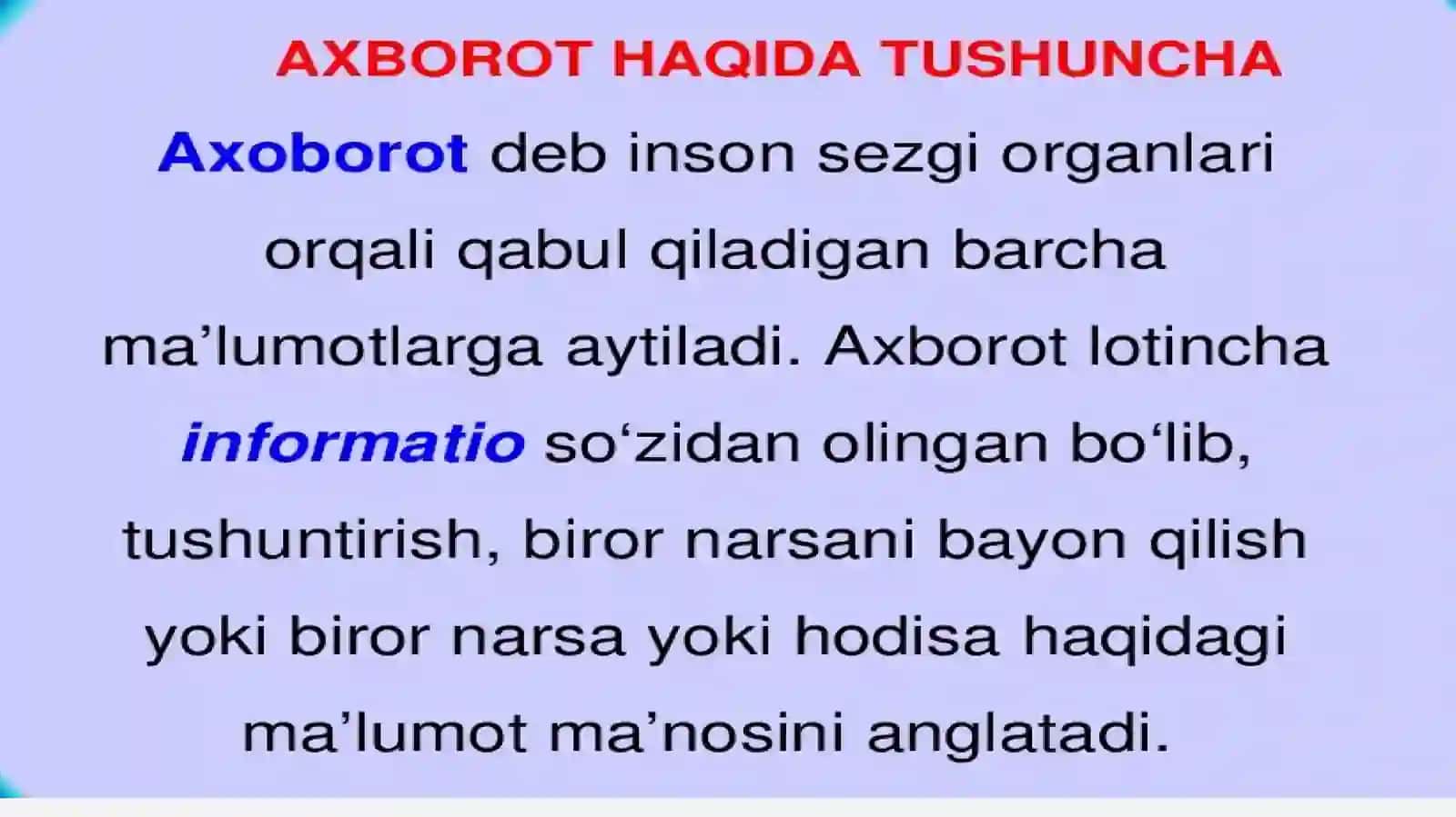 axborotlashtirish jarayoni. jamiyat va ta'limni axborotlashtirish 4