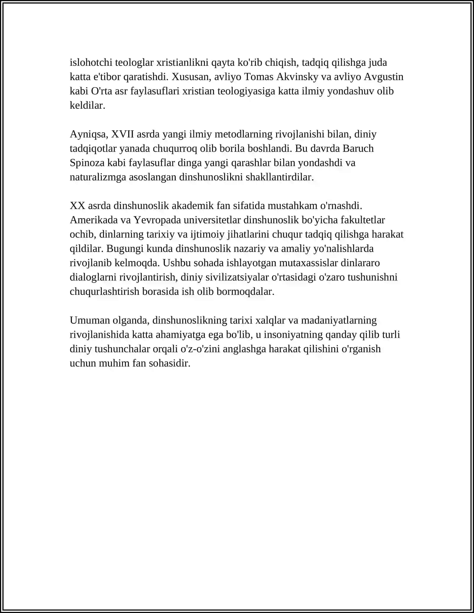 MUSTAQIL ISH Mavzu: DINSHUNOSLIKNING FAN SIFATIDA SHAKLLANISHI, PREDMETI, FUNKSIYALARI, KATEGORIYALARI 4
