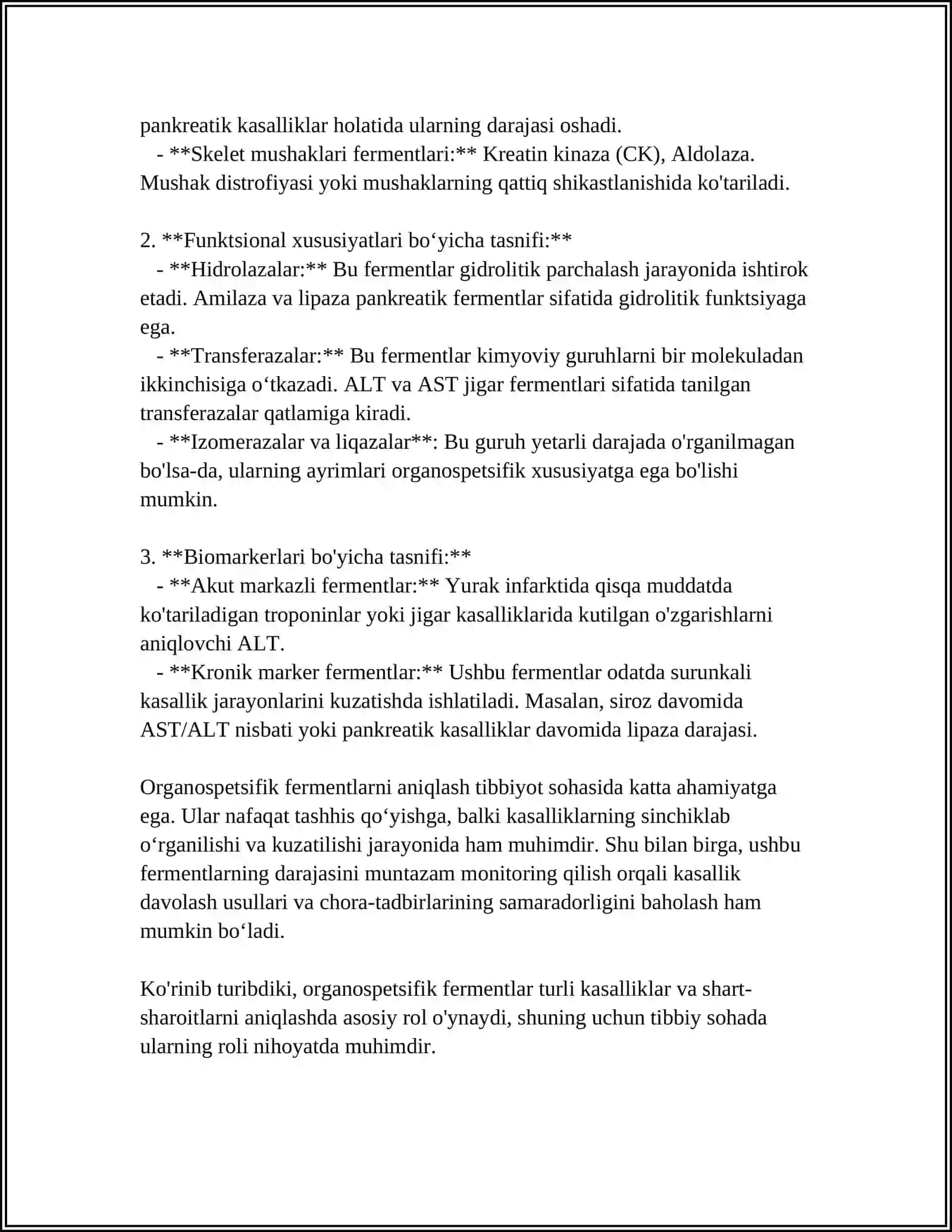 ORGANOSPETSIFIK FERMENTLAR ULARNING ROʻLI. ENZIMOPATOLOGIYA ENZIMODIAGNOSTIKA 4