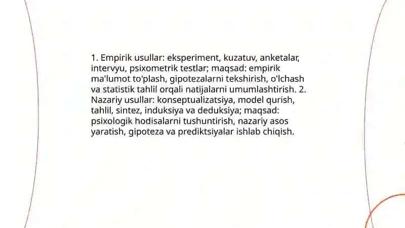 Psixologiya fanining ilmiy tadqiqot metodlari 4
