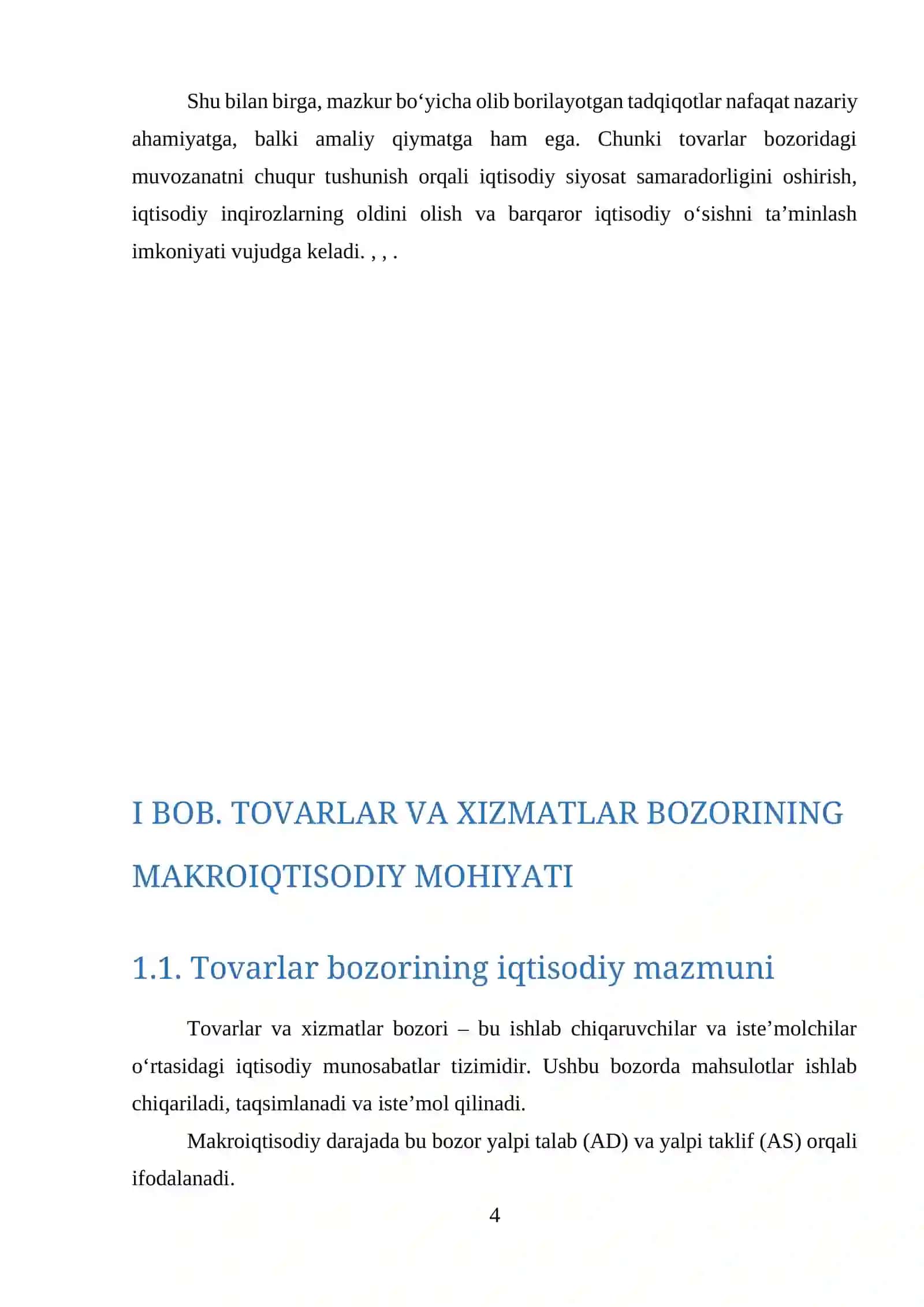 TOVARLAR VA XIZMATLAR BOZORIDA MAKROIQTISODIY MUVOZANAT. IS EGRI CHIZIG‘I 4