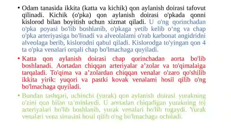 Qontomirlar tizimi haqidagi ilm-angiologiya 4