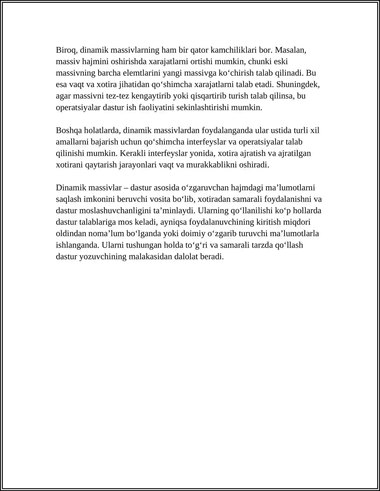 DINAMIK MASSIVLAR VA KORSATKICHLAR 4
