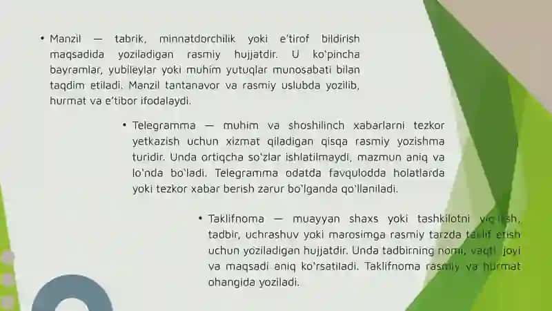 XIZMAT YOZISHMALARI (MANZIL, TELEGRAMMA VA TAKLIFNOMA) 4