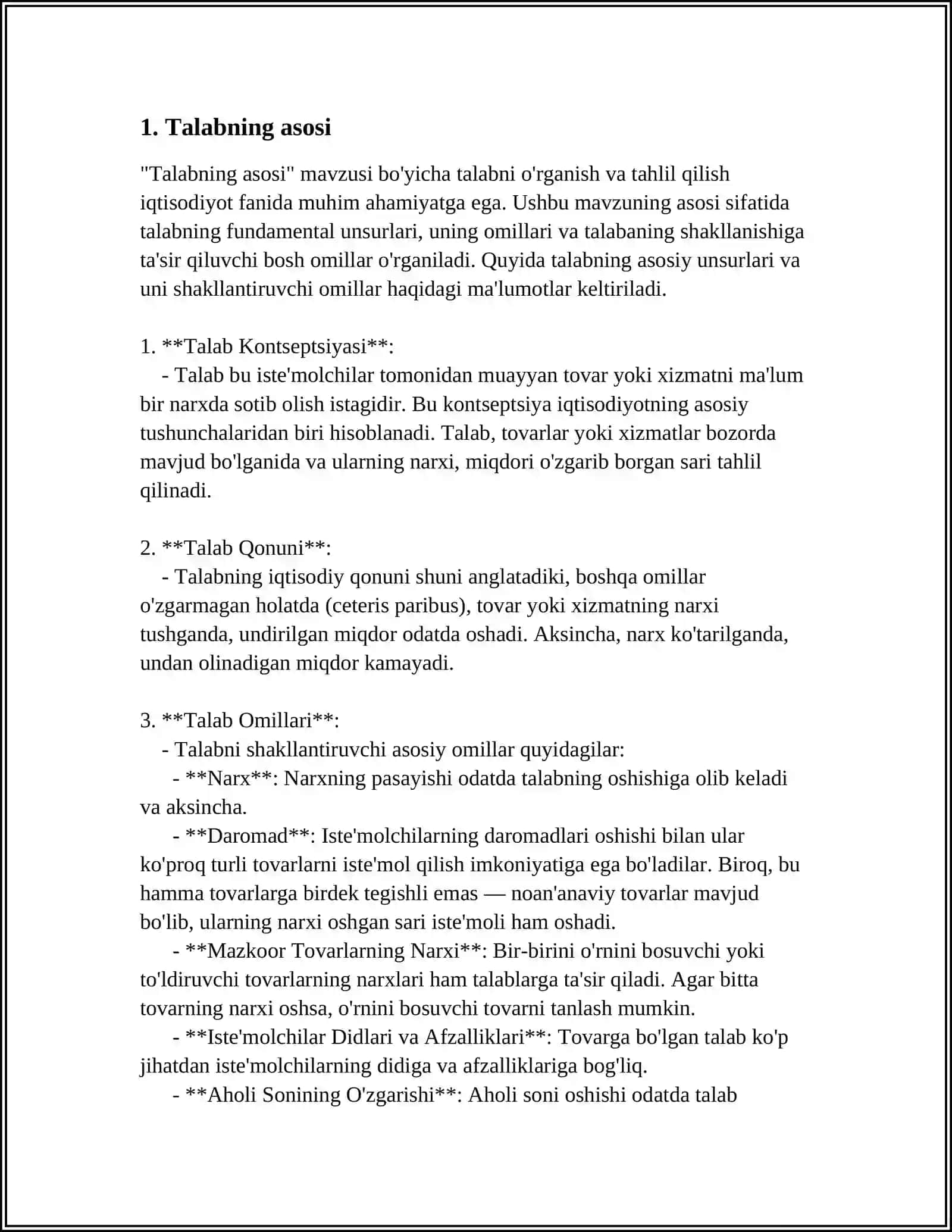 TALAB, TAKLIF VA BOZOR MUVOZANATI 4