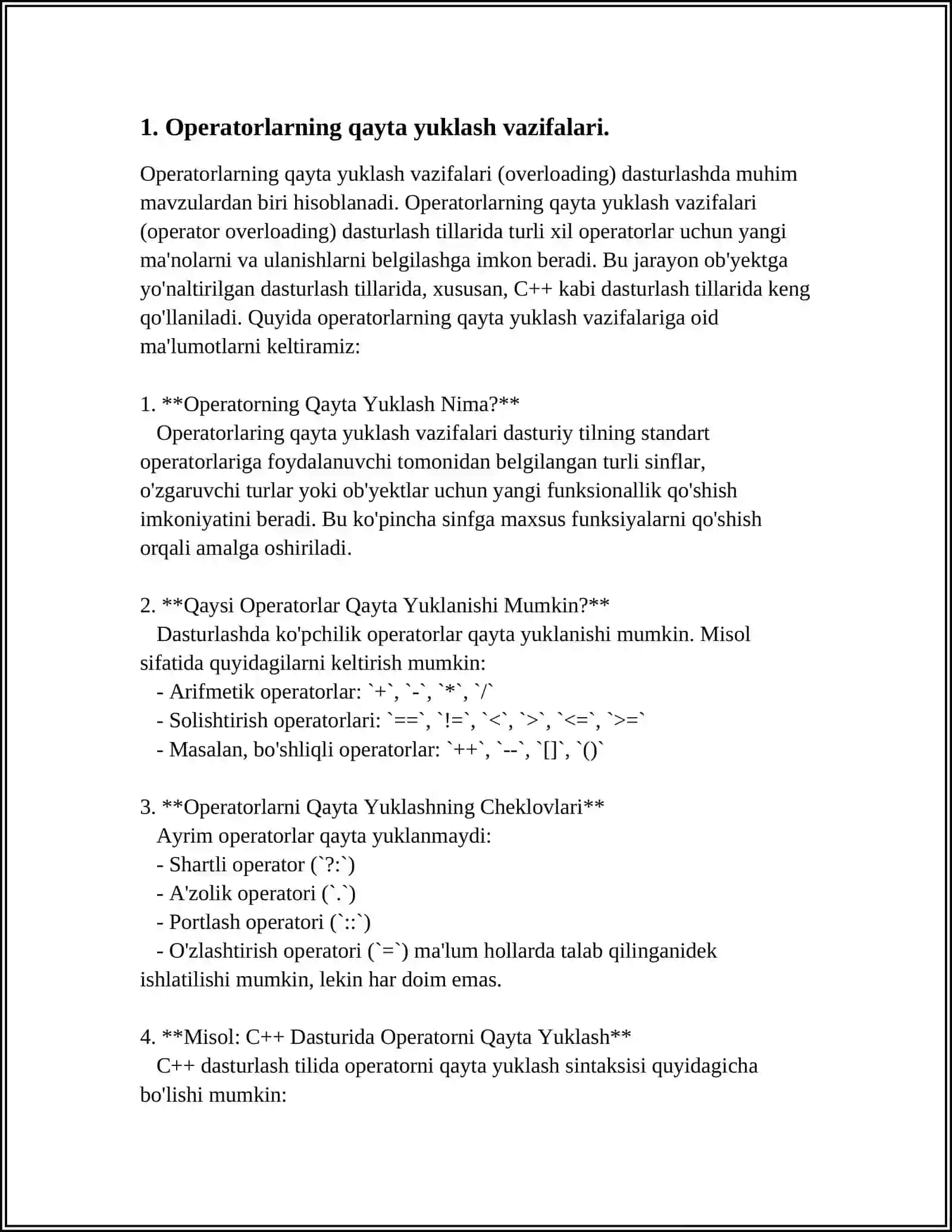 OPERATORLARNI QAYTA YUKLASH KAMCHILKLARI VA YUTUQLARI NIMADA? 4
