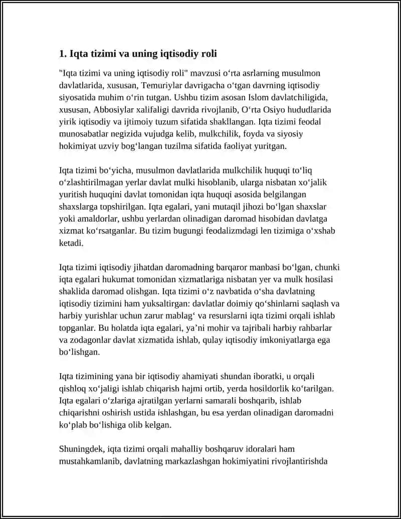 TEMURIYLAR DAVRIGACHA BO'IGAN IQTISODIY G'OYALAR 4