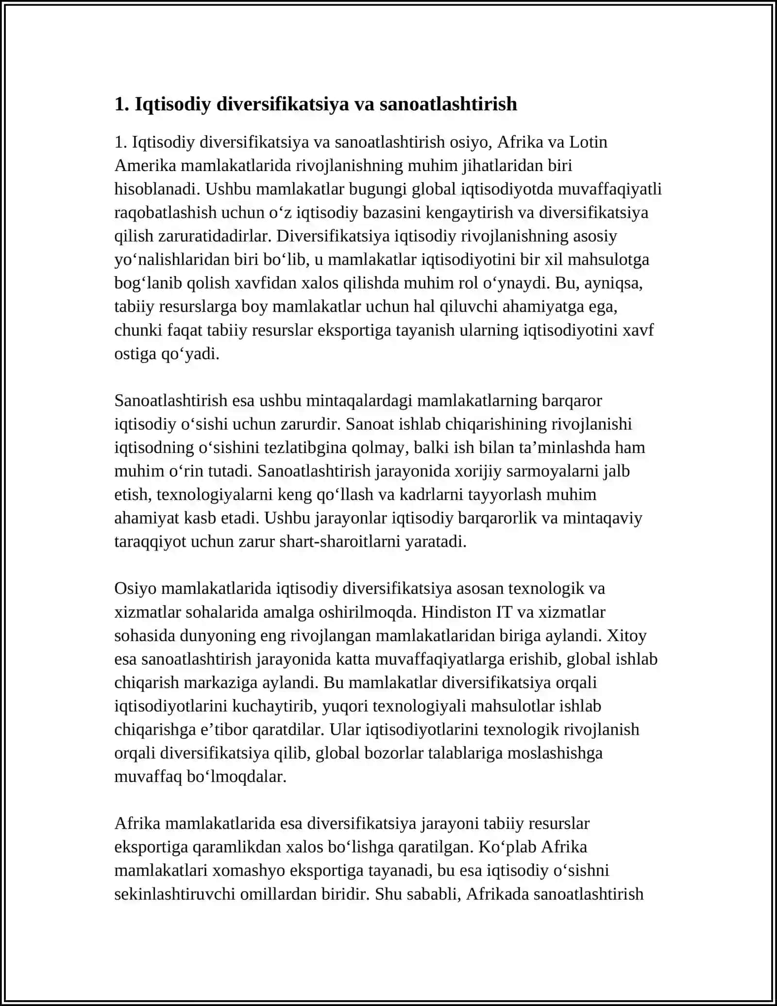 OSIYO AFRIKA VA LOTIN AMERIKA MAMLAKATLARI RIVOJLANISHNING ASOSIY YONALISHLARI 4