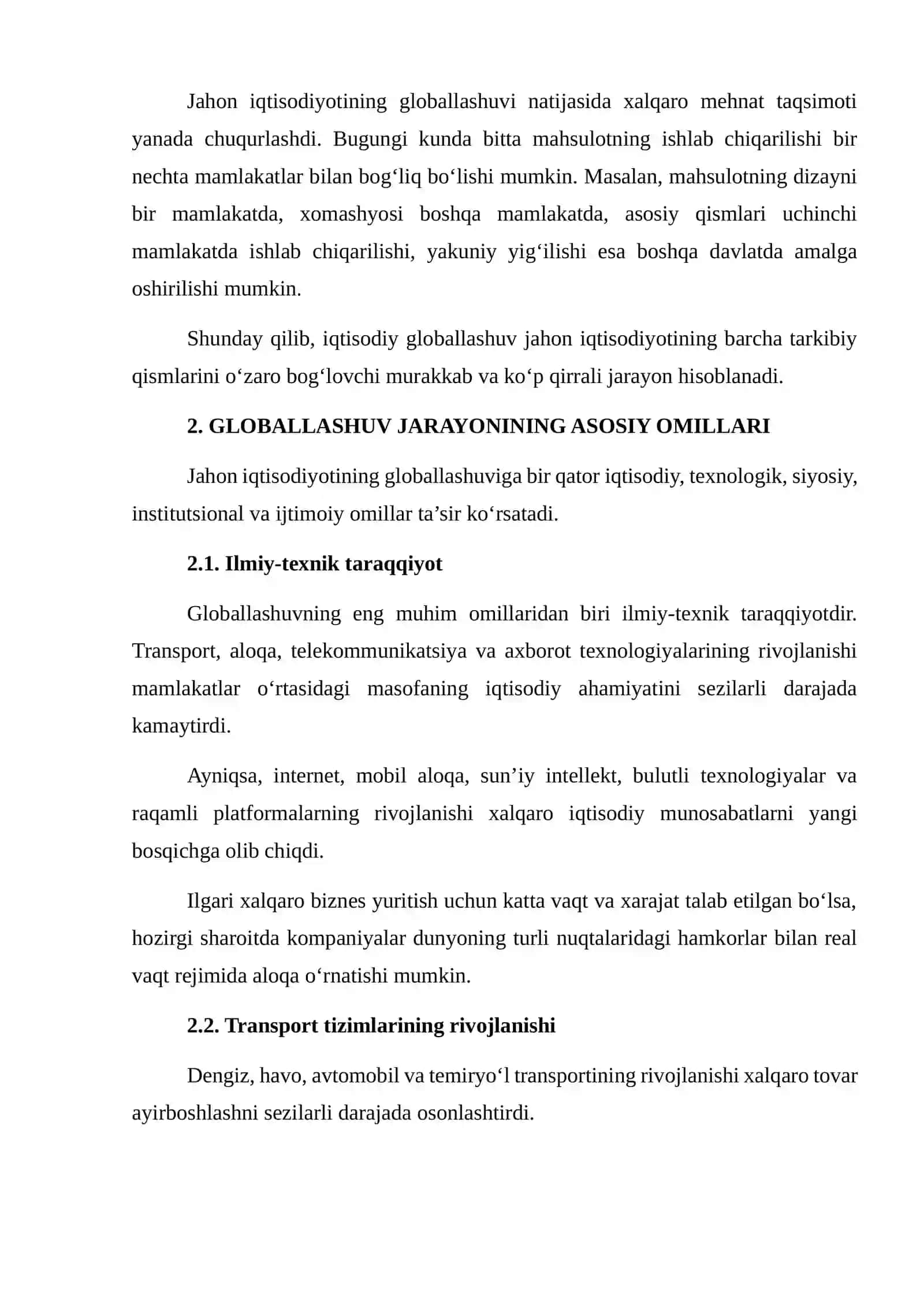 Jahon Iqtisodiyotini Globallashtirish Omillari va Rivojlanish Bosqichlari 4