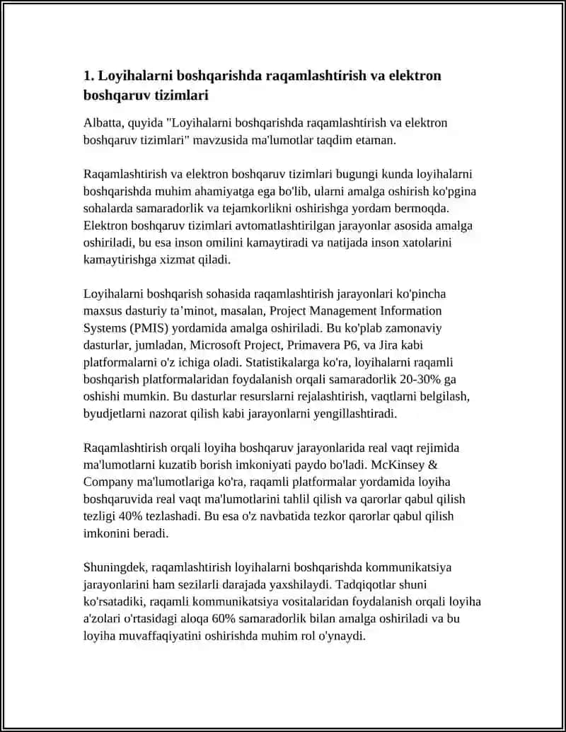 Loyihalarni boshqarishda raqamlashtirish va elektron boshqaruv tizimlari 4