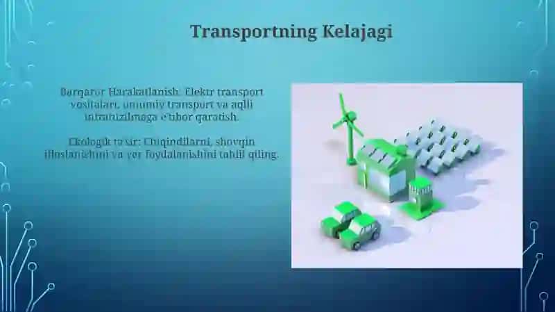 Transportda ekalogiya muammolar va ularni yechimlarini urganish 4